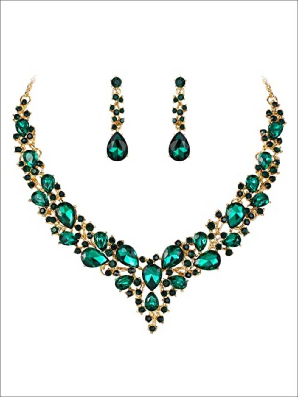 Austrian Crystal Wedding Necklace Dangle Earring Jewelry Set